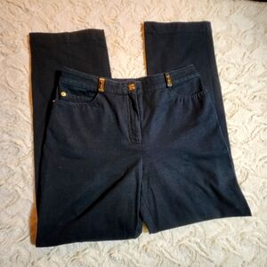 ST JOHN SPORT BY MARIE GRAY Black High-waisted Women's Pants Gold Accents Sz 4